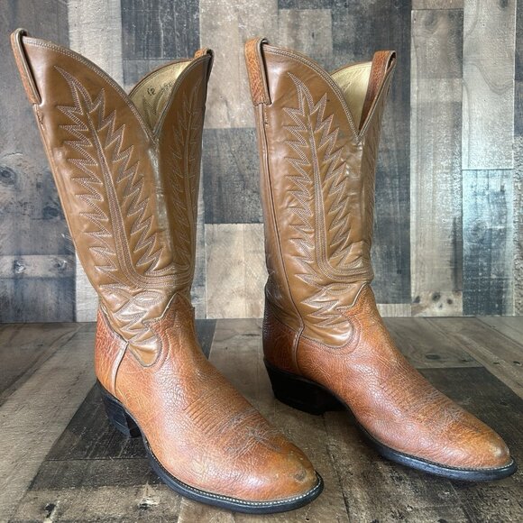 Tony Lama Vintage Gold Label Bullhide Western Cowboy Boots Mens 10.5 E - Picture 4 of 9